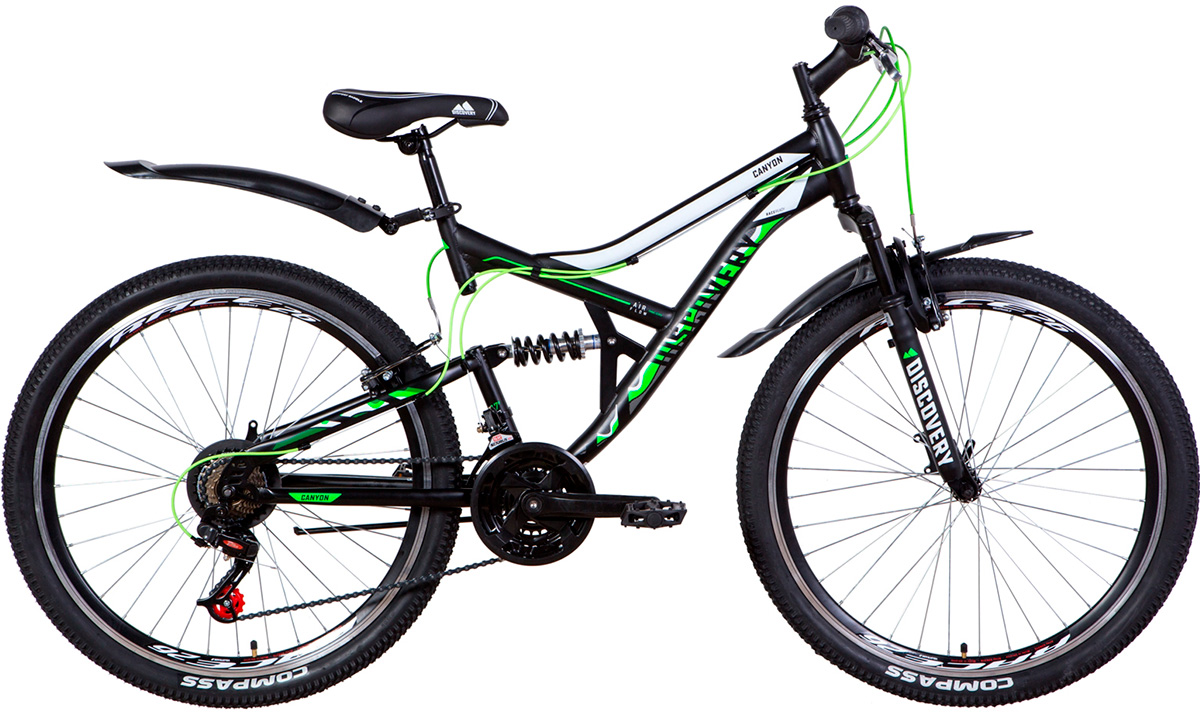 Фотография Велосипед Discovery CANYON AM2 Vbr 26" (2021) 2021 Черно-зеленый